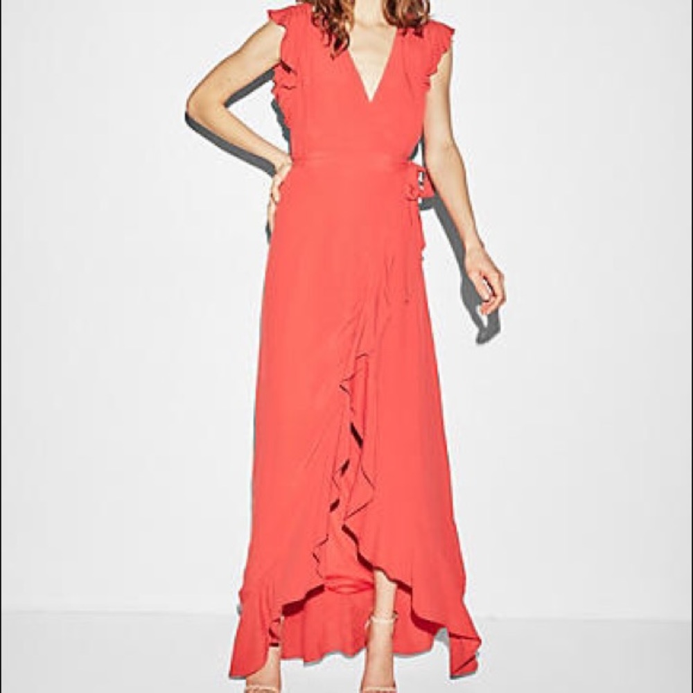 Express Ruffle Wrap Maxi Dress